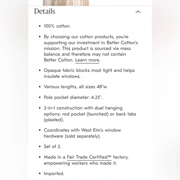 West Elm Curtains set of 2 - Picture 3 of 6